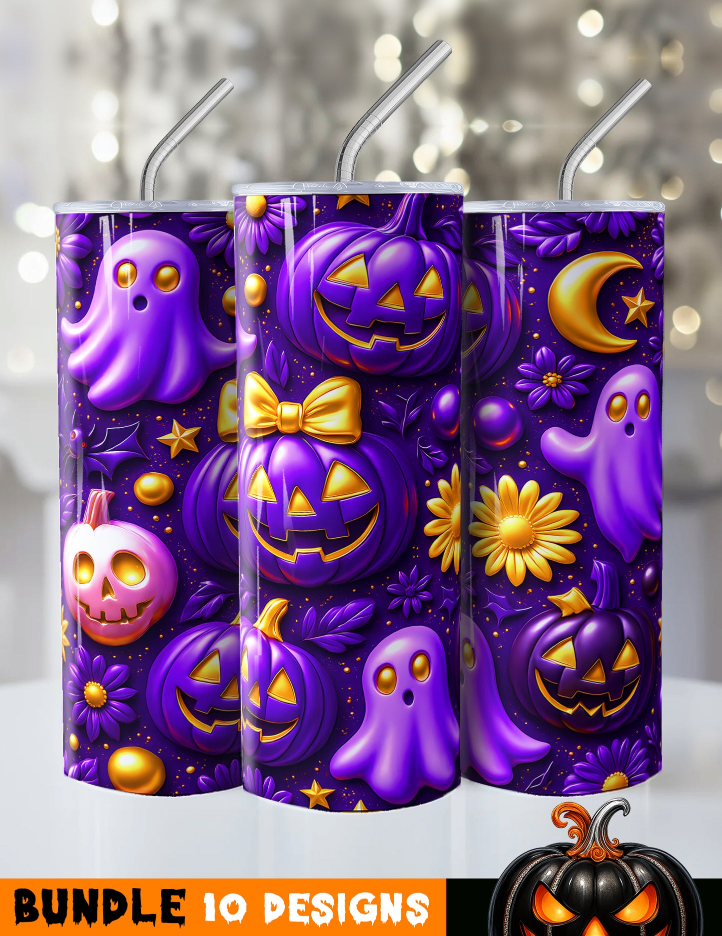 Halloween pattern tumblers