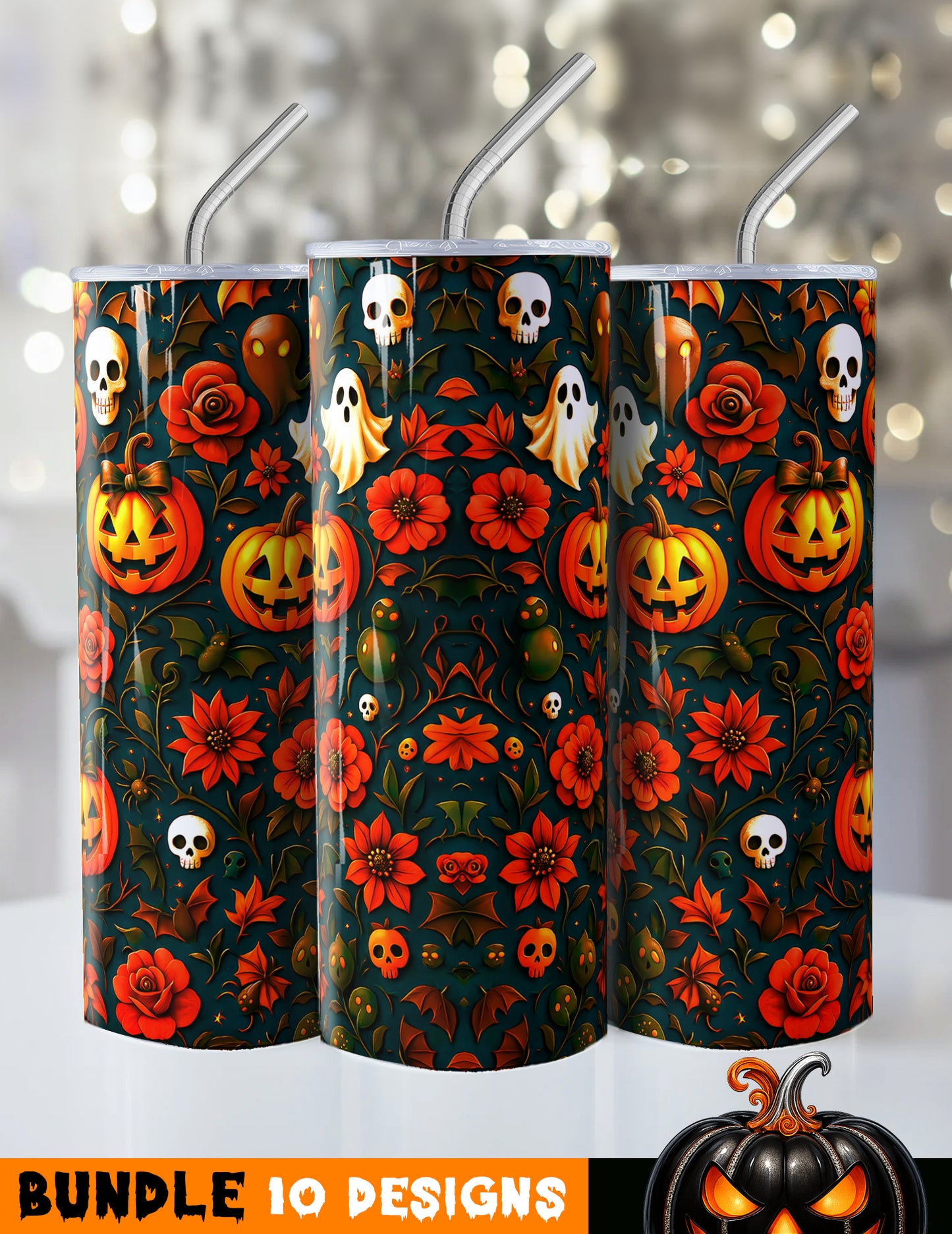 Halloween pattern tumblers