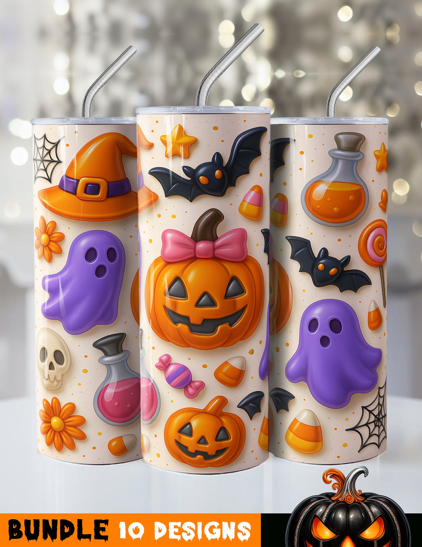 Halloween pattern tumblers
