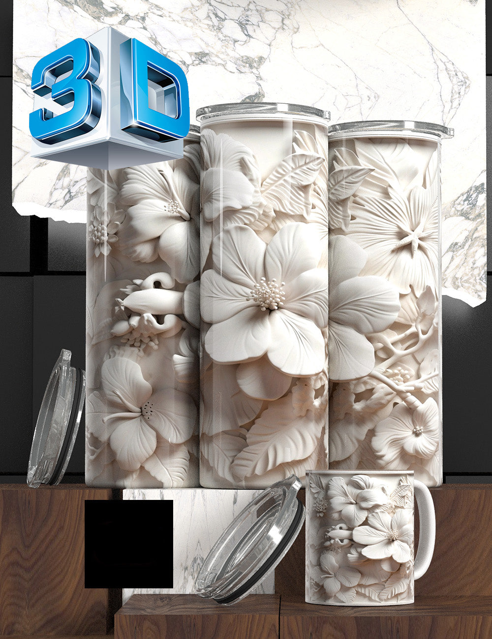 3D Floral State Series Tumbler – “Mother’s Tulip Bloom” Edition Cancer Awareness