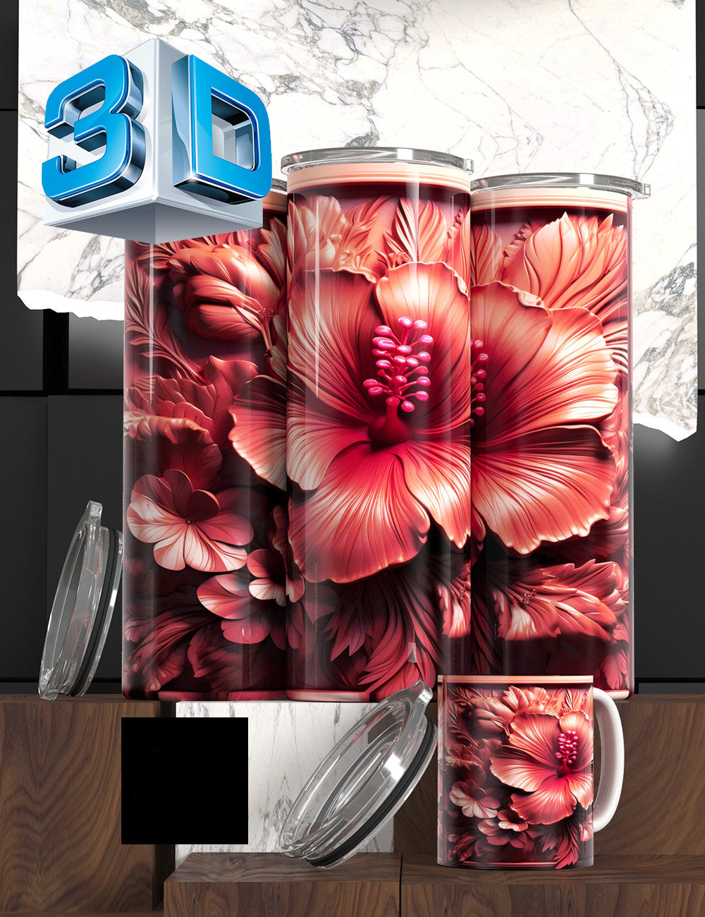 3D Floral State Series Tumbler – “Mother’s Tulip Bloom” Edition Cancer Awareness