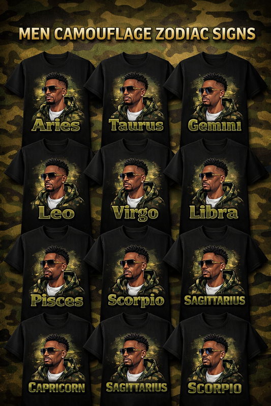 Men’s Camouflage Zodiac Sign T-Shirt | Zodiac Energy Collection