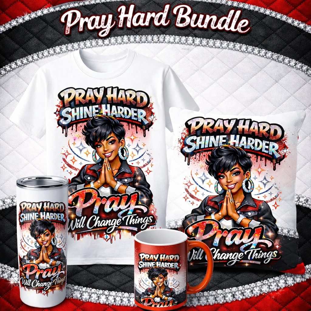 Pray Hard Bundle red black and white