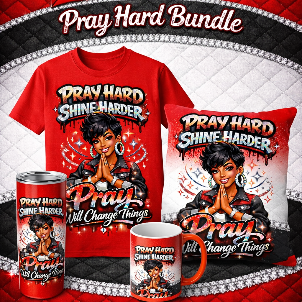 Pray Hard Bundle red black and white