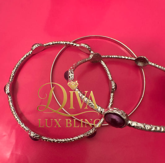 Royal Ripple Bangle Set – Silver & Amethyst”

from the DIVA LUX BLING Collection