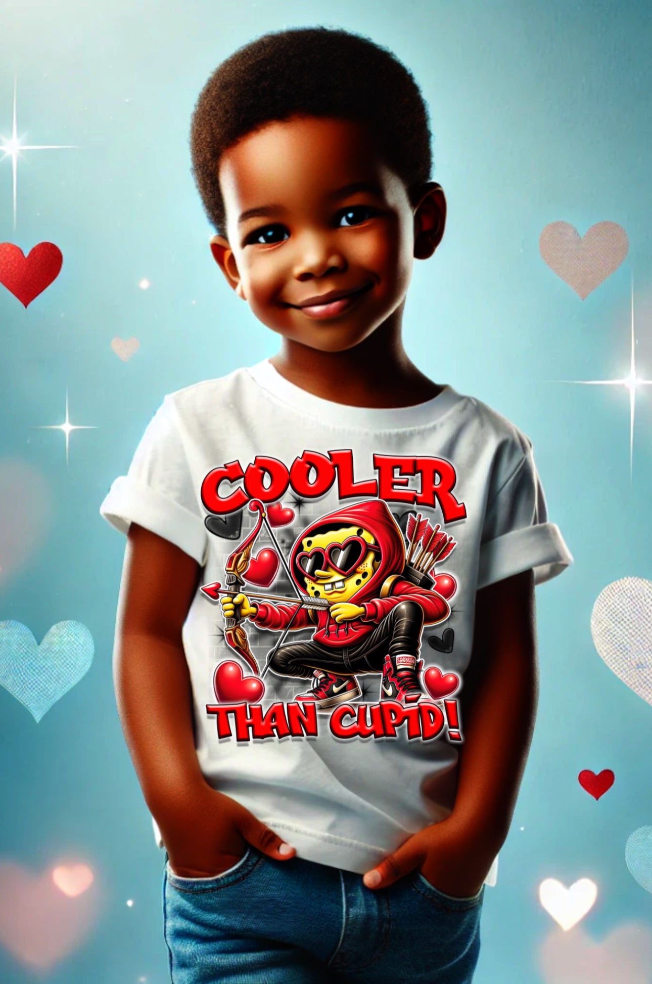 Valentines cooler than Cupid cartoon characters, boys shirts