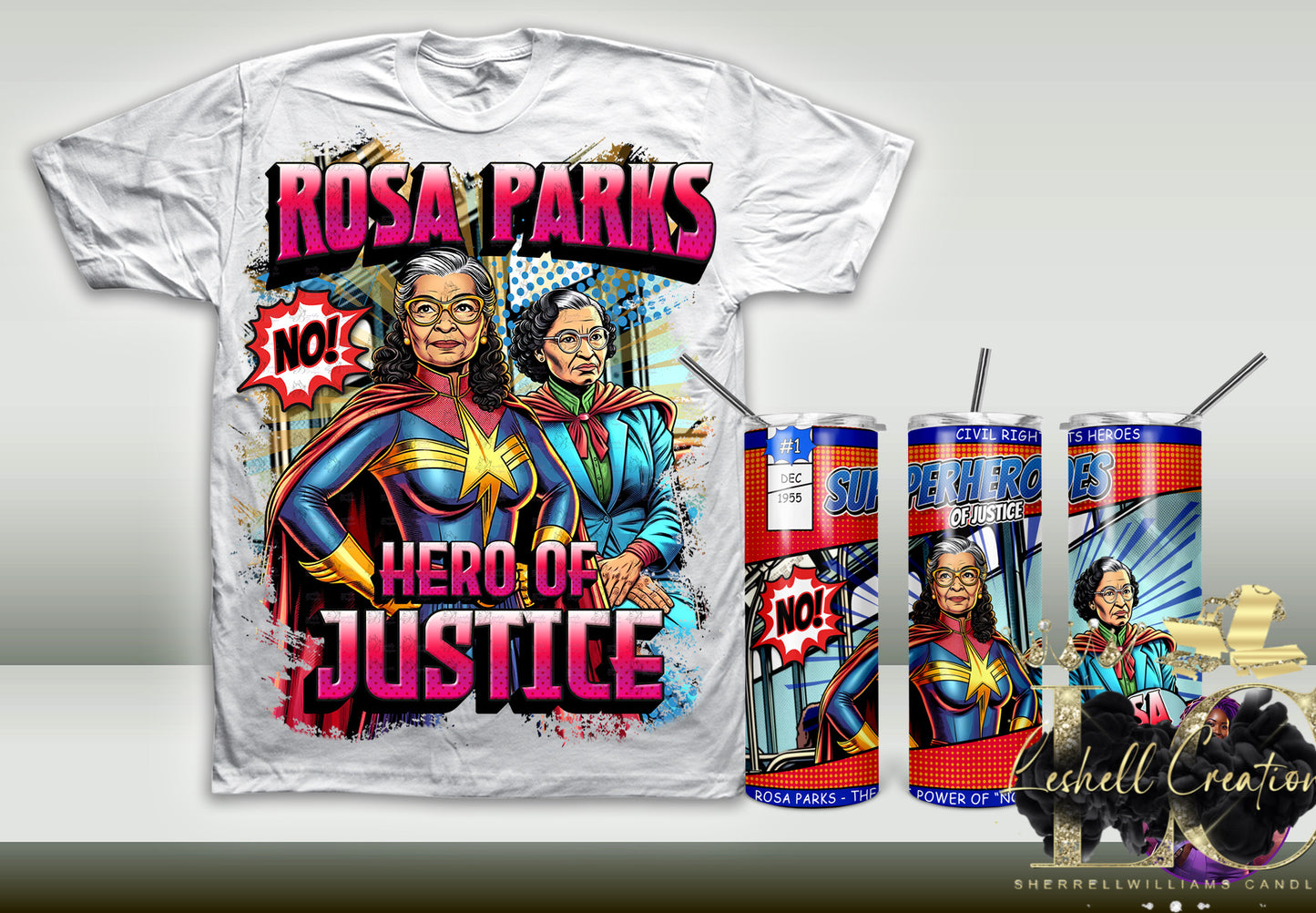 Black History Superheroes set sublimation shirt and tumbler