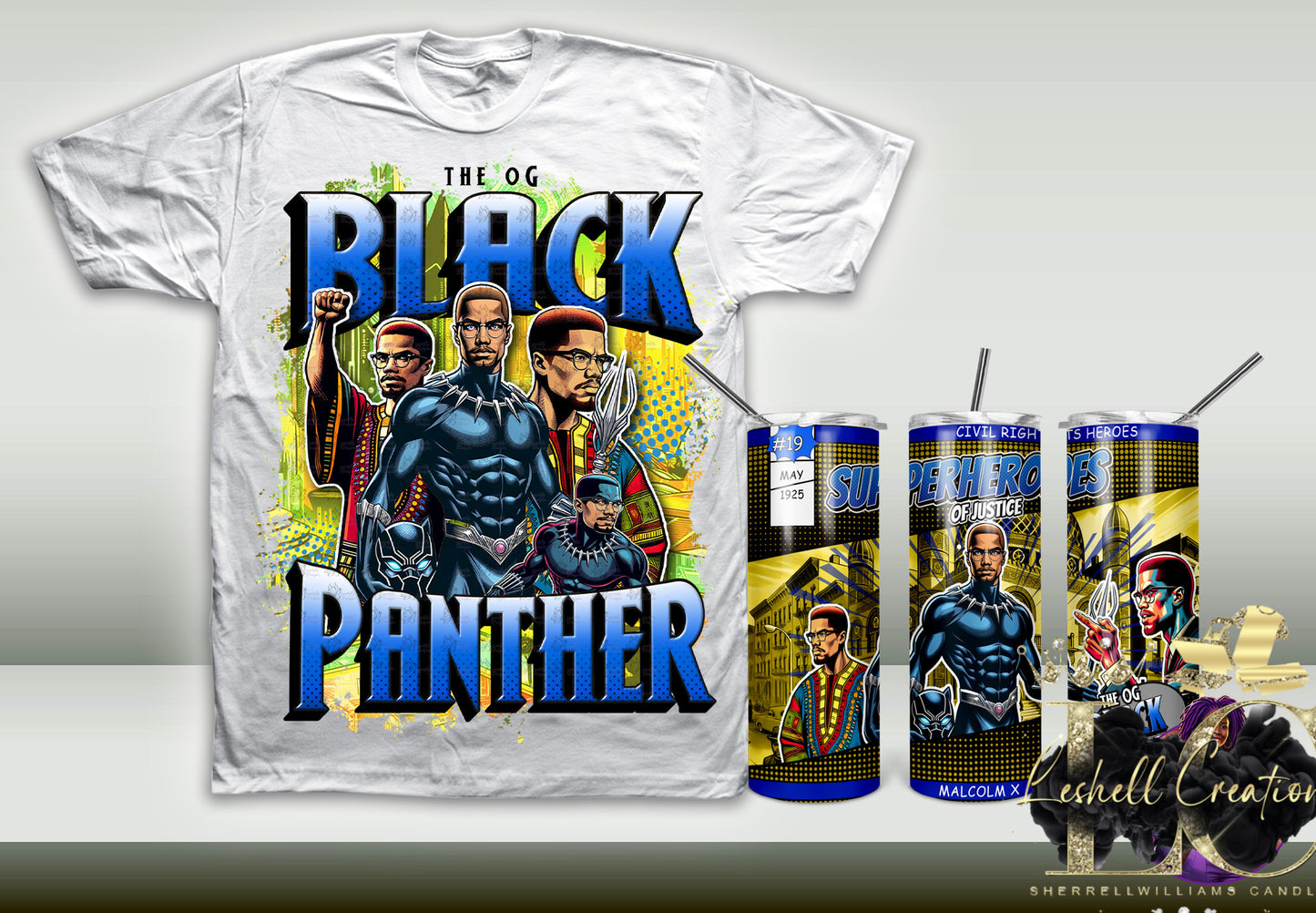 Black History Superheroes set sublimation shirt and tumbler