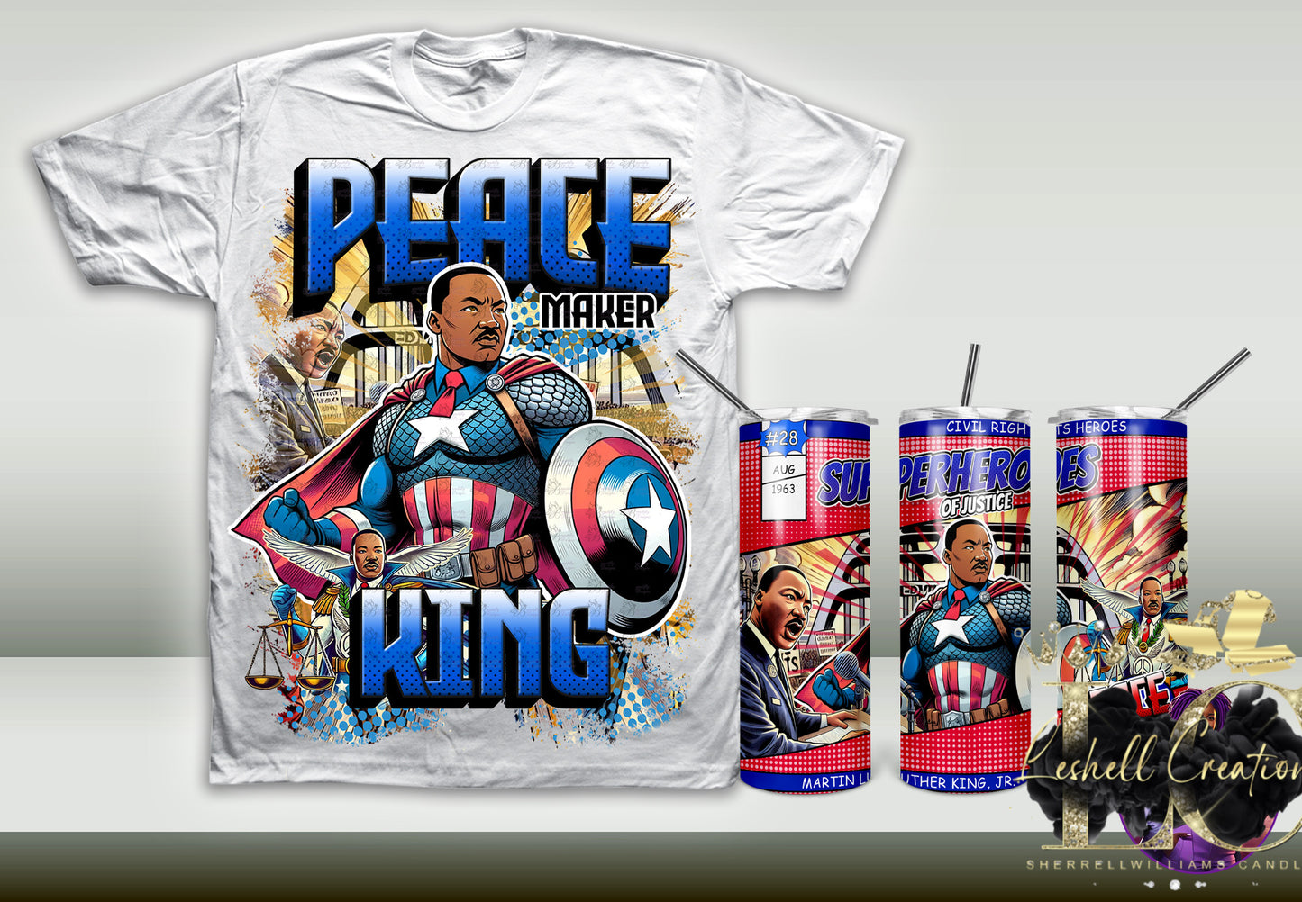 Black History Superheroes set sublimation shirt and tumbler