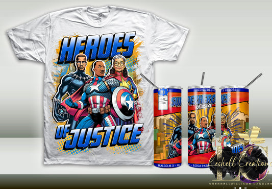 Black History Superheroes set sublimation shirt and tumbler