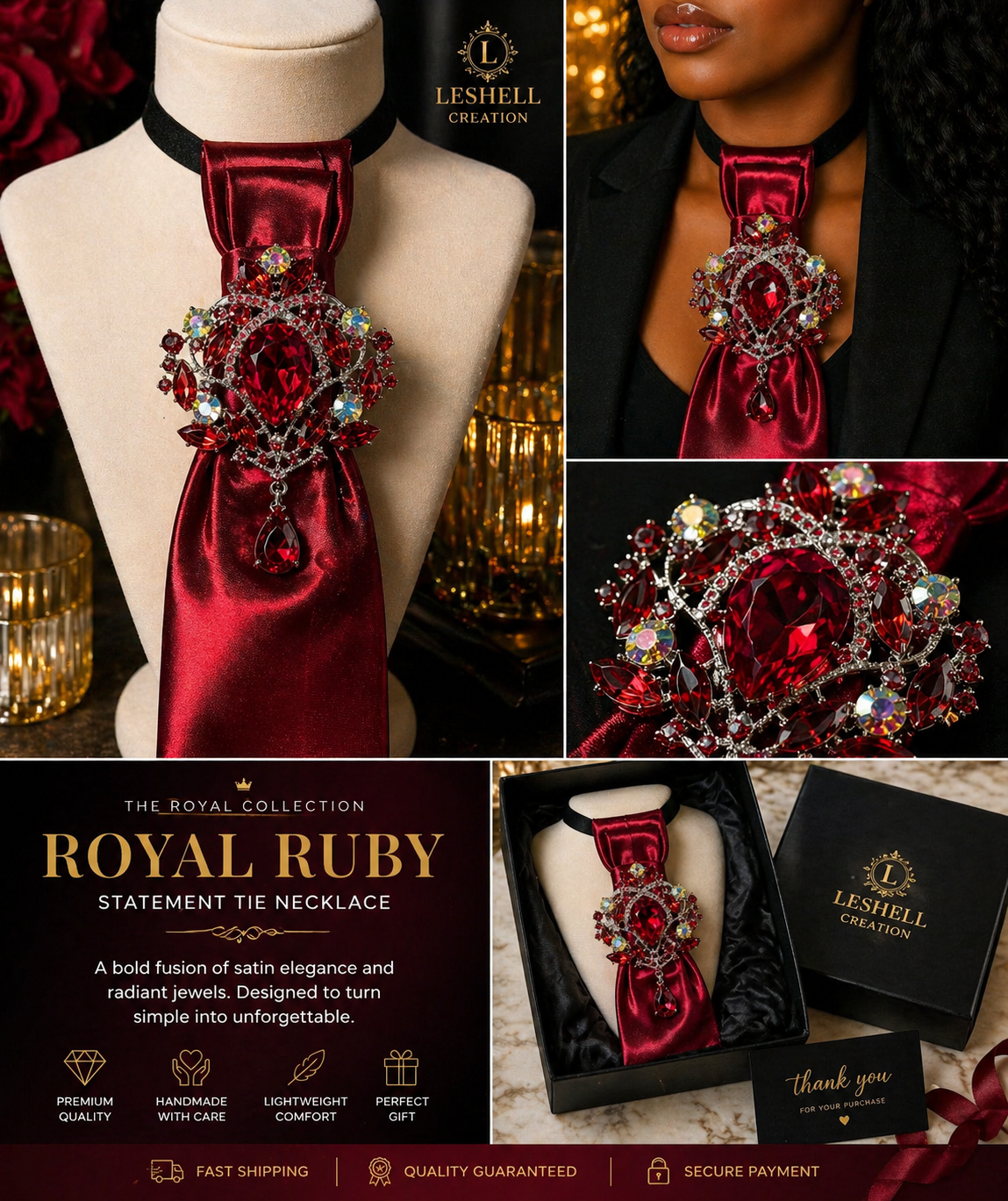 ✨ Royal Ember Statement Tie Necklace ✨
