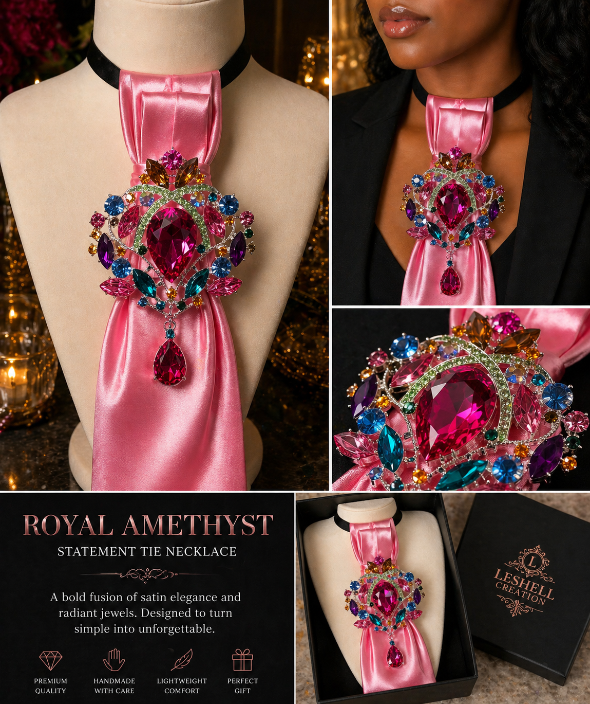 ✨ Royal Ember Statement Tie Necklace ✨