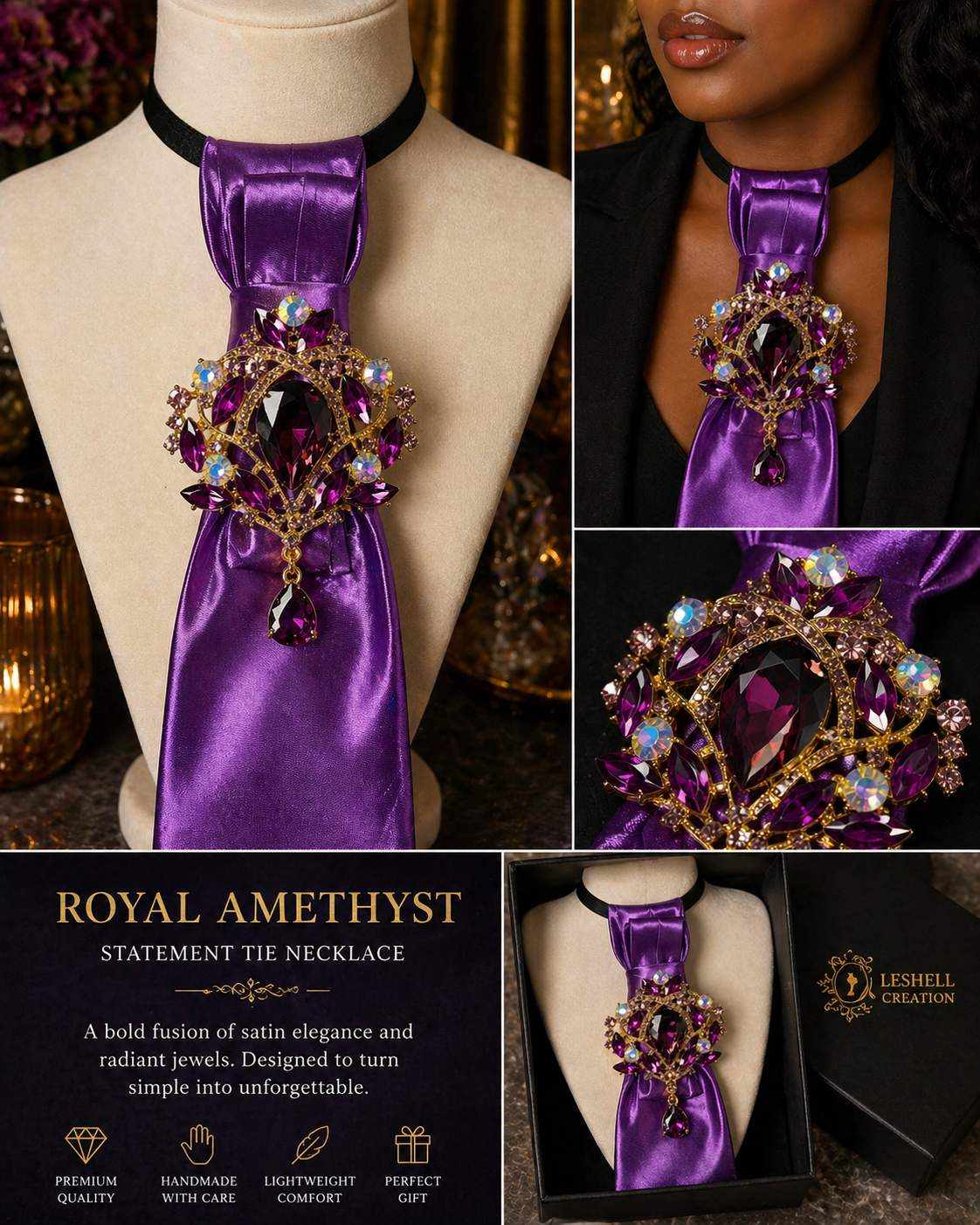 ✨ Royal Ember Statement Tie Necklace ✨