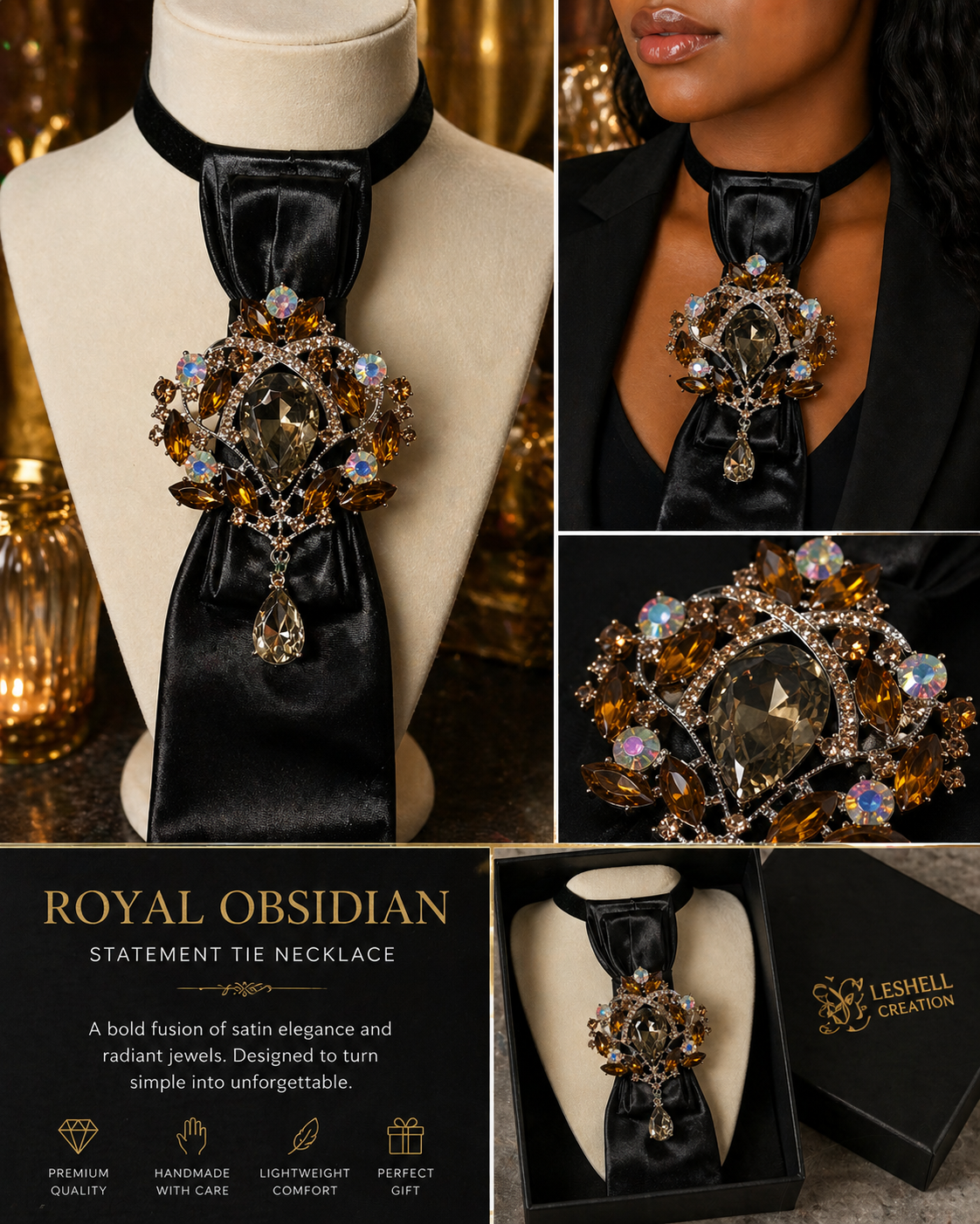 ✨ Royal Ember Statement Tie Necklace ✨