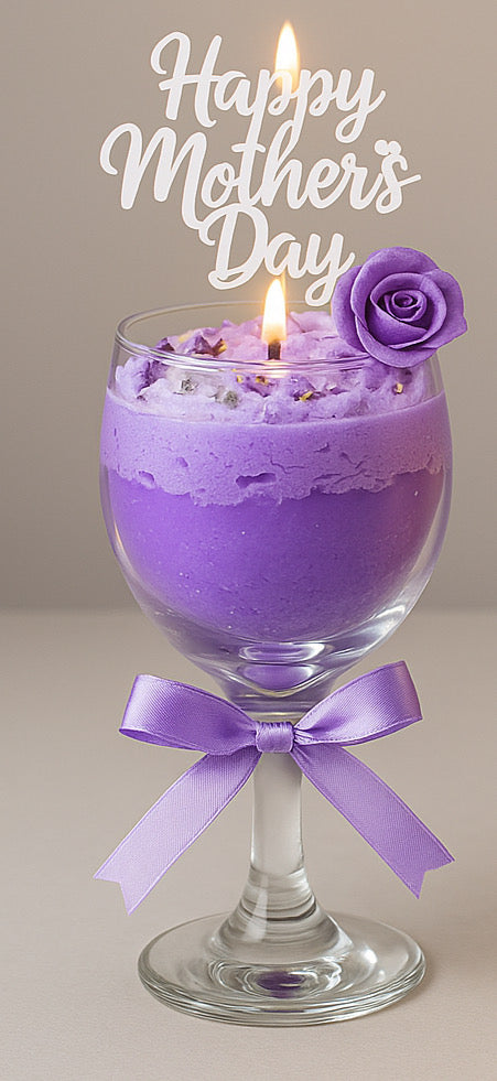 “Sip, Soothe & Celebrate Mama – Mother’s Day Wine Glass Candles!” handmade by SHERRELLCANDLESLLC