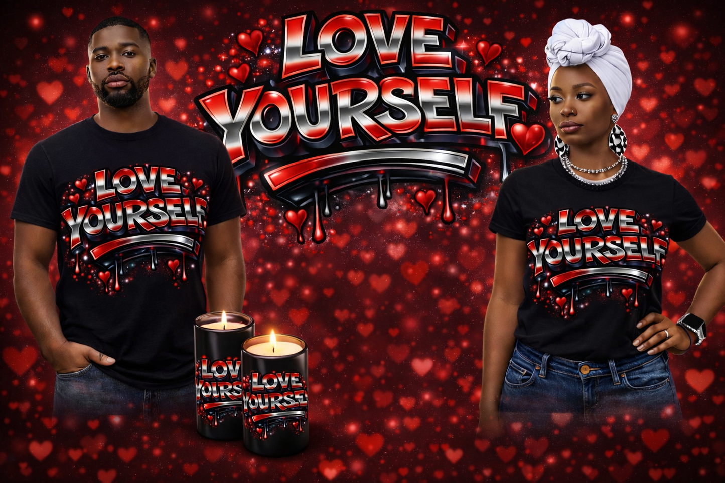 Love yourself Valentines Day bundle (Shirt and( candle