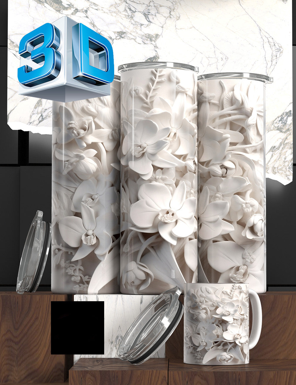 3D Floral State Series Tumbler – “Mother’s Tulip Bloom” Edition Cancer Awareness