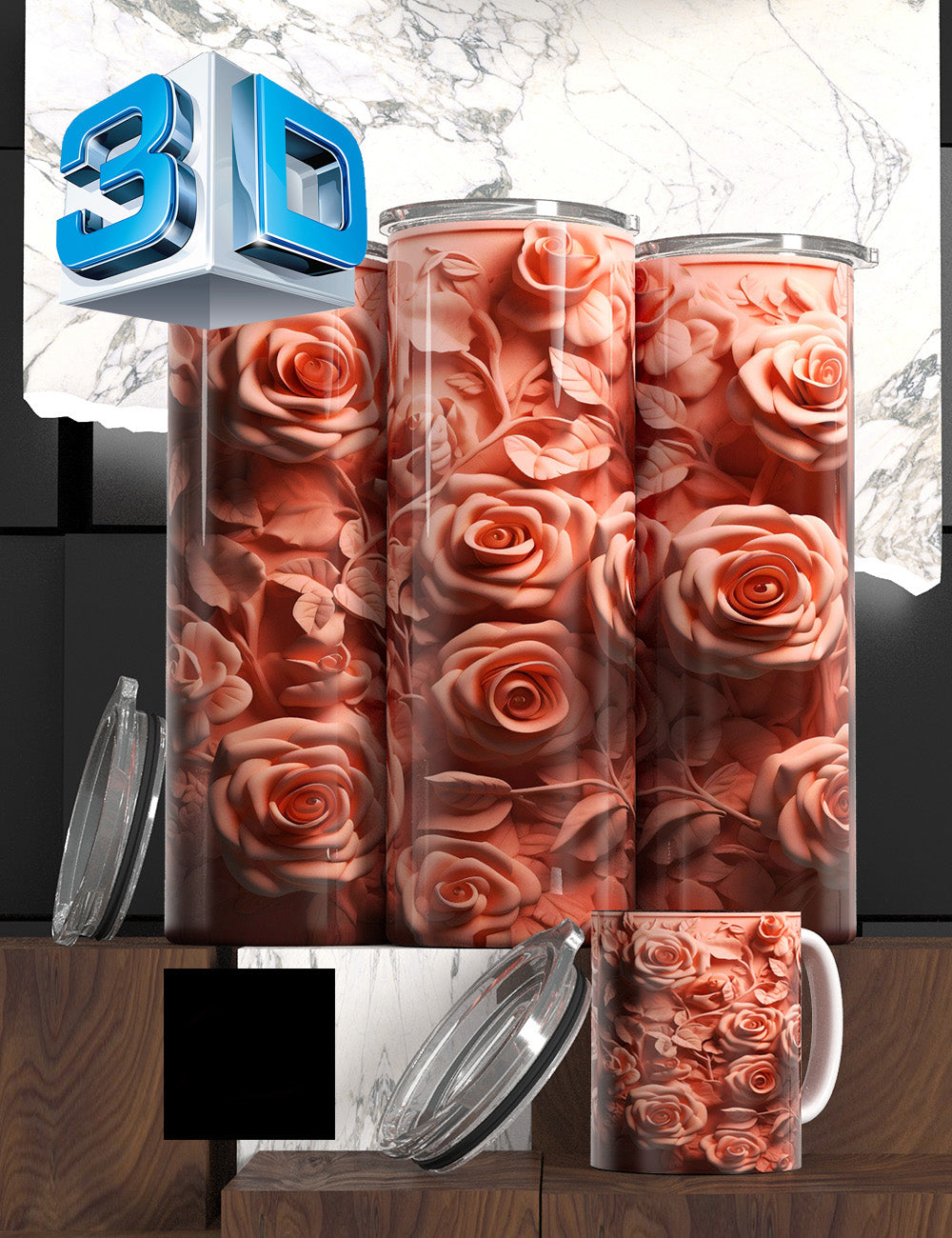 3D Floral State Series Tumbler – “Mother’s Tulip Bloom” Edition Cancer Awareness