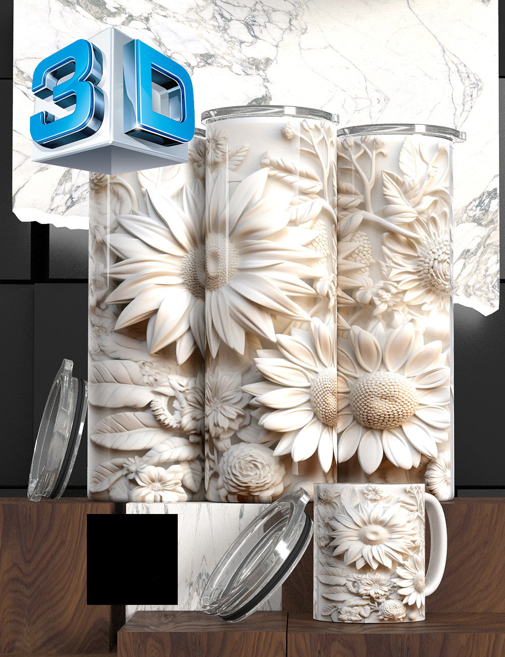3D Floral State Series Tumbler – “Mother’s Tulip Bloom” Edition Cancer Awareness